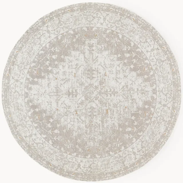 Westwing Collection Rond chenille vloerkleed Neapel, handgeweven Grijs