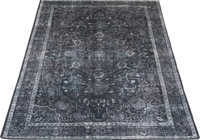 Veer Carpets Vloerkleed Mila Antraciet - Laagpolig Synthetisch Vloerkleed – Vintage / Oosters Design