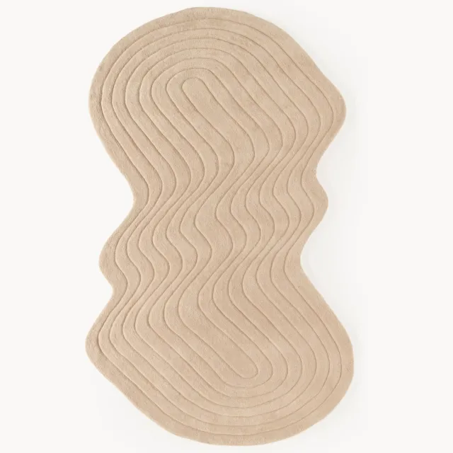 Westwing Collection Handgetuft wollen vloerkleed Aliza in organische vorm Beige