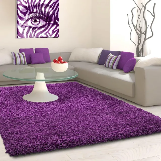 Ayyildiz Hoogpolig vloerkleed, effen kleur - violet, woonkamerkleed, jute achterkant, afmeting: 160 cm rond Anthrazit