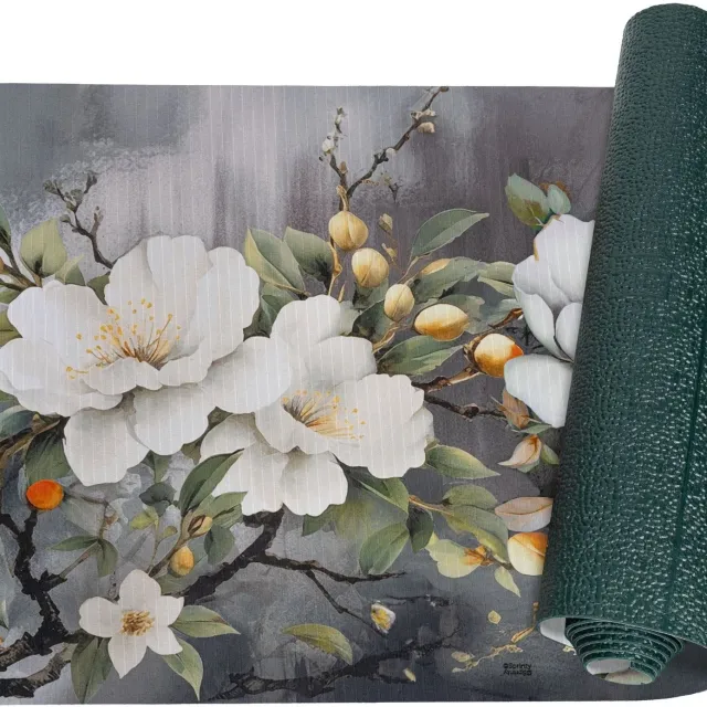ANRO Keukenloper Sara Orchideeën Grijs 300x52cm – Antislip Gangloper Tapijtloper 3 mm Laagpolig