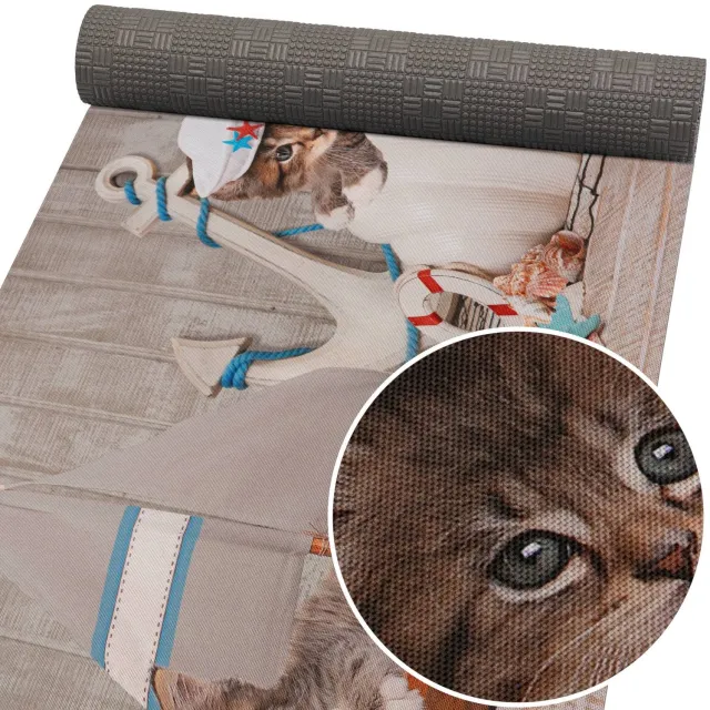 ANRO Keukenloper Katten Maritiem Meerkleurig 400x52cm – Antislip Gangloper Tapijtloper 3 mm