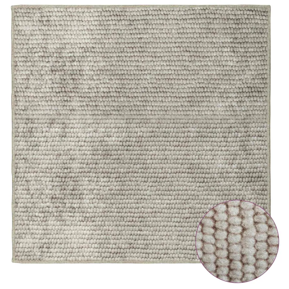 vidaXL Vloerkleed Beige 100 x 100 cm 100% Polyester 3 mm Wasbaar, foto 3