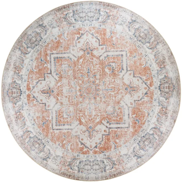 QUVIO Vloerkleed Havana - Rond - Oranje/Blauw - 200 cm