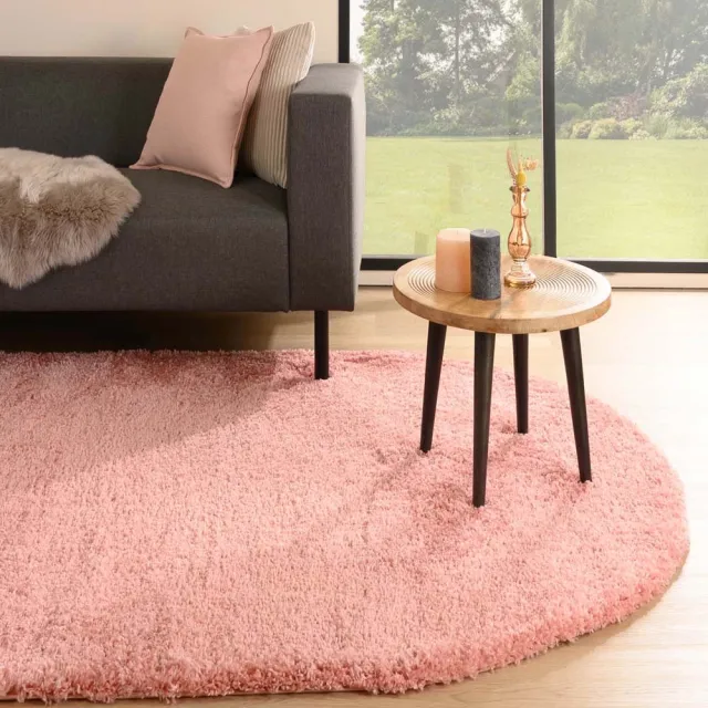 Tapeso Vloerkleed ovaal hoogpolig - Cozy Shaggy roze 120x180