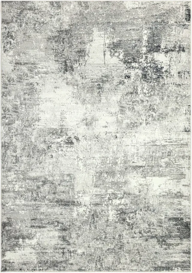 Padiro design laagpolig vloerkleed 120 x 170 cm - lichtgrijs - modern abstract ontwerp - voor binnen en buiten - van polyester en katoen
