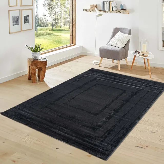 flycarpets Costa Modern Lijstmotief Vloerkleed - Antraciet / Donkergrijs