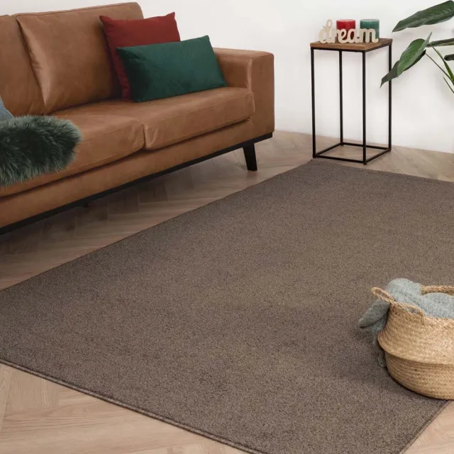 Tapeso Laagpolig vloerkleed vierkant - Fine mokka 200x200 bruin