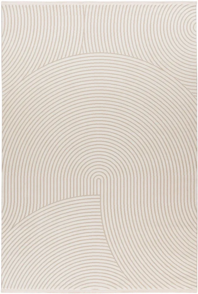 Padiro design laagpolig vloerkleed 120 x 170 cm - crème / offwhite - modern geometrisch patroon - voor vloerverwarming - van polypropyleen, polyester en katoen