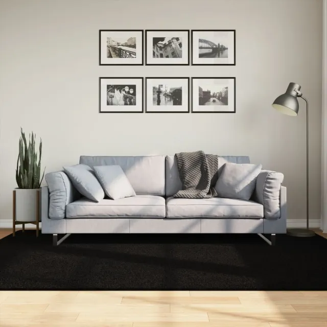 vidaXL Vloerkleed HUARTE laagpolig zacht wasbaar 160x230 cm zwart, foto 2