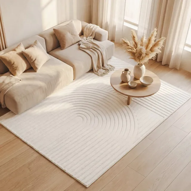 Fraai Scandinavisch vloerkleed - Charm Curves Wit - 160x230cm