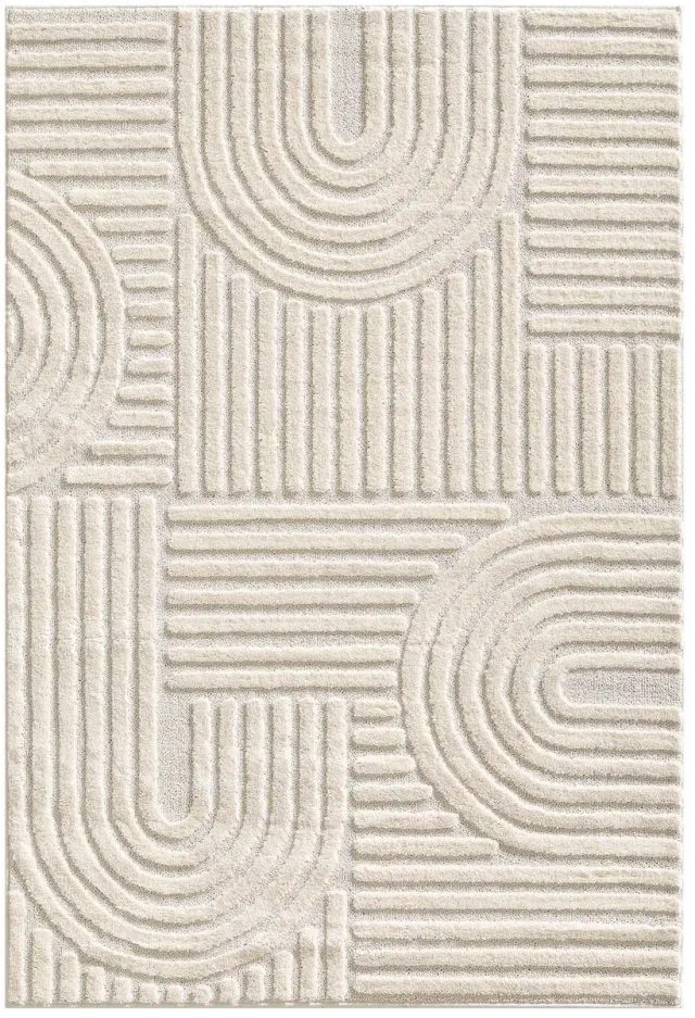 Dutch XXL Japandi Vloerkleed | Tapijt | Art | Geometrisch | Crème | 60x110 cm
