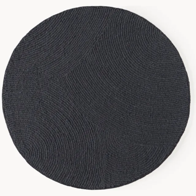 Westwing Collection Rond handgetuft wollen vloerkleed Eleni antraciet