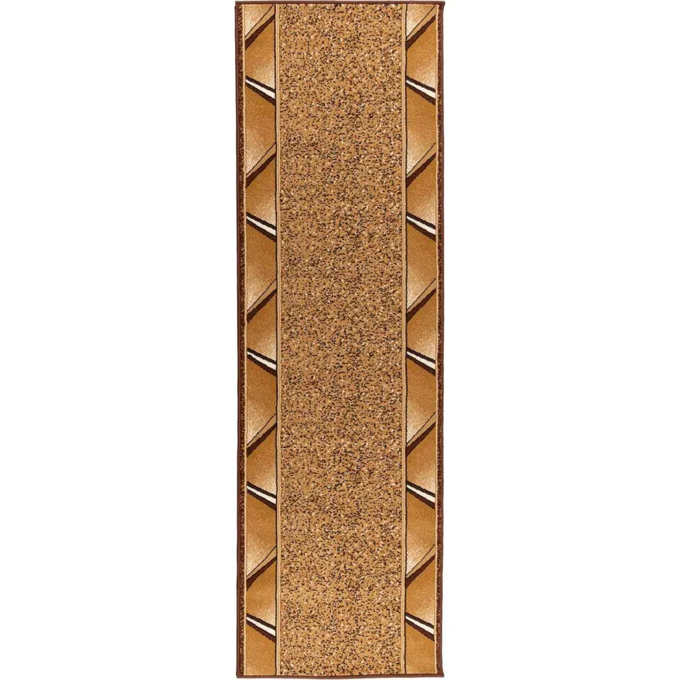vidaXL Tapijtloper FLORNES Geweven Ochre Zigzag 67 x 250 cm PP 7 mm Beige