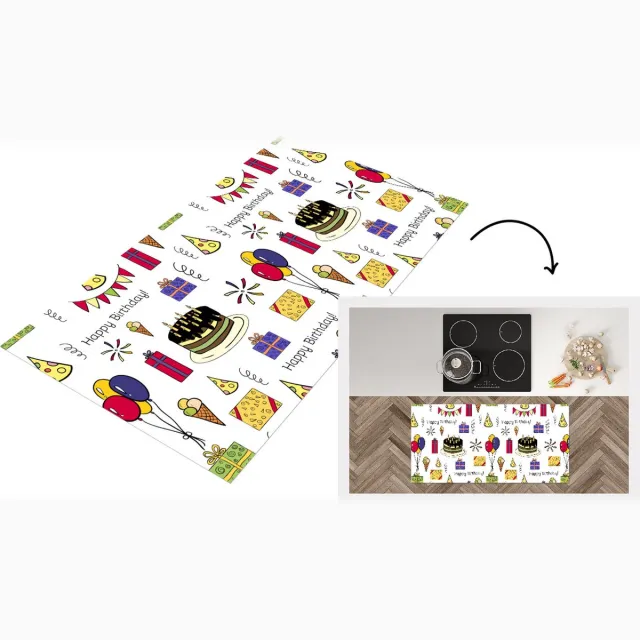 KitchenYeah Keukenloper - Loper keuken - Design - Verjaardag - Feest - 120x60 cm - Keukenloper vinyl Multicolor