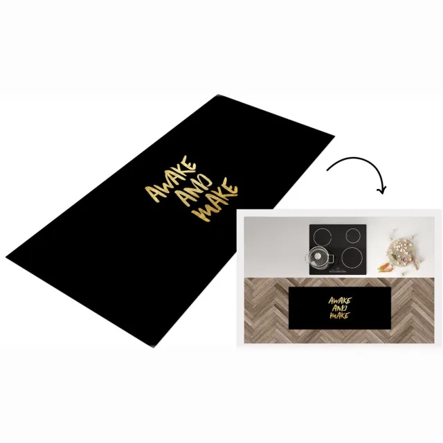 KitchenYeah Keukenloper - Loper keuken - Quote - Creatief - Goud - Zwart - Keukenloper vinyl Multicolor
