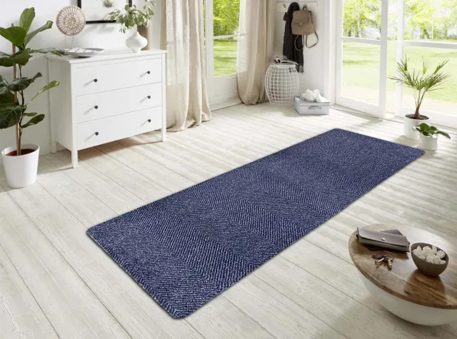 Hanse Home Effen deurmat - Clean & Go blauw/zwart 100x150