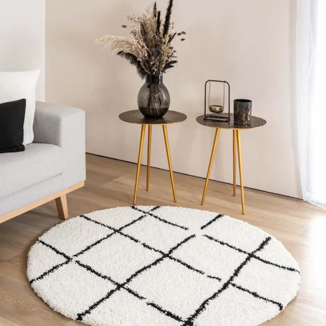 Boho&me Rond berber vloerkleed - Artisan wit/zwart 160
