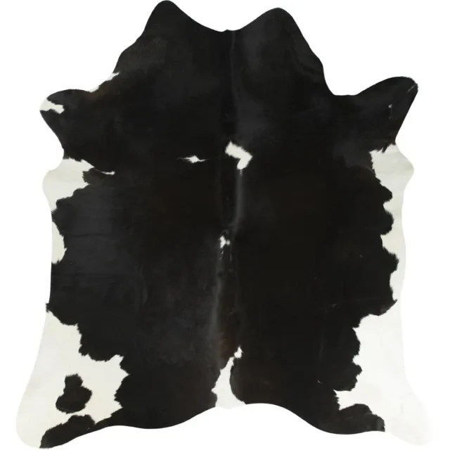 Mars & More Tapijt Vloerkleed Koeienhuid Zwart En Wit Leder / Bont 180x250x0,3cm | Mars & More