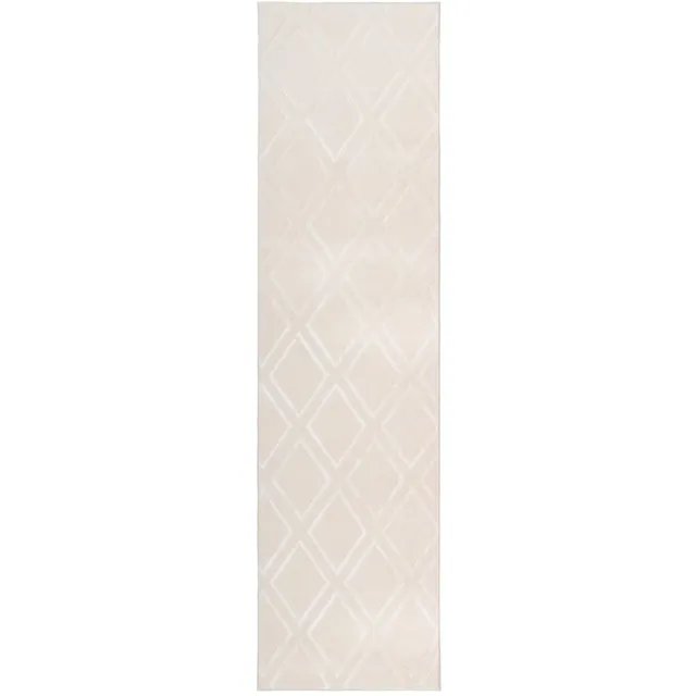 Padiro design laagpolig vloerkleed 80 x 150 cm - crème / offwhite - modern geometrisch patroon - voor vloerverwarming - van polyester en kunsthars