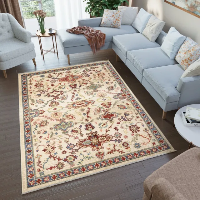 Tapiso Rivoli Vloerkleed Vintage Oosters Oriental Tapijt Maat- 80x150 Beige