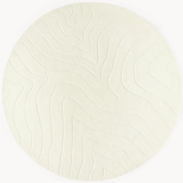 Westwing Collection Rond wollen vloerkleed Aaron, handgetuft Wit