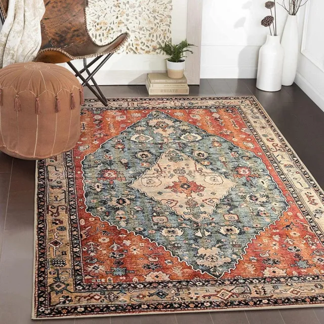 Famanu Vintage vloerkleed - antislip boho-tapijt - 1 stuk - 90 x 150 cm Mix rood