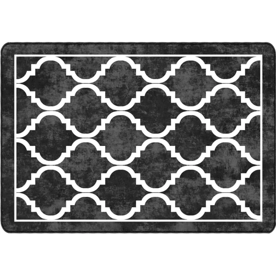 vidaXL Vloerkleed wasbaar 160x230 cm zwart en wit
