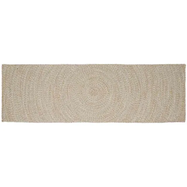 vidaXL Gebied - Tapijt - Natuurlijk - en - Wit - 80 - x - 200 - cm - Jute Natuurlijk en Wit