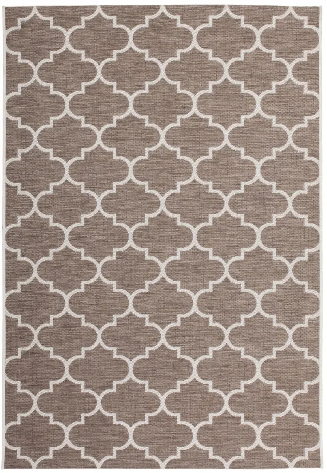 Padiro design laagpolig vloerkleed 120 x 170 cm - donkerbeige - modern geometrisch patroon - voor binnen en buiten - voor vloerverwarming - van polypropyleen