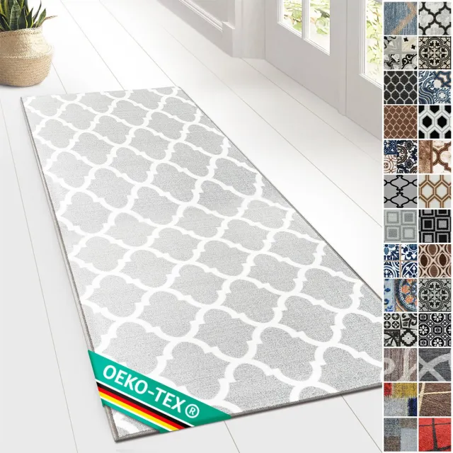 Floordirekt Tapijtloper Navan - Met Patroon - Op Maat gemaakte Fijne Lus Tapijtloper Voor Keuken, Hal & Woonkamer - 80 x 150 cm Grijs