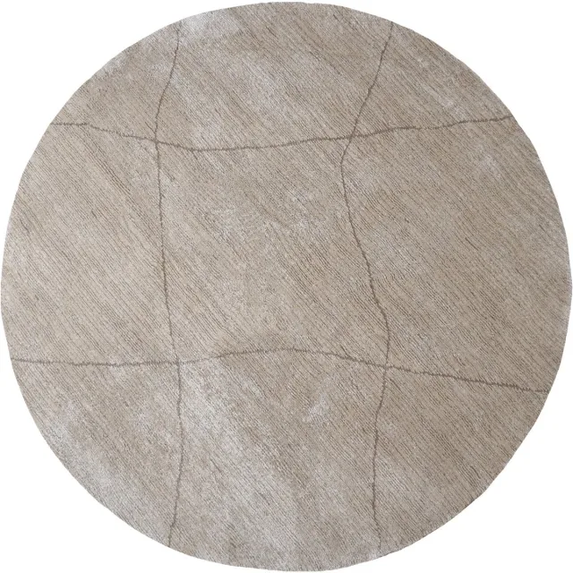 Veer Carpets Vloerkleed Nica 1606 Beige - Rond ø200 cm - Laagpolig Design Vloerkleed met Kruispatroon in Scandinavische / Japandi Stijl