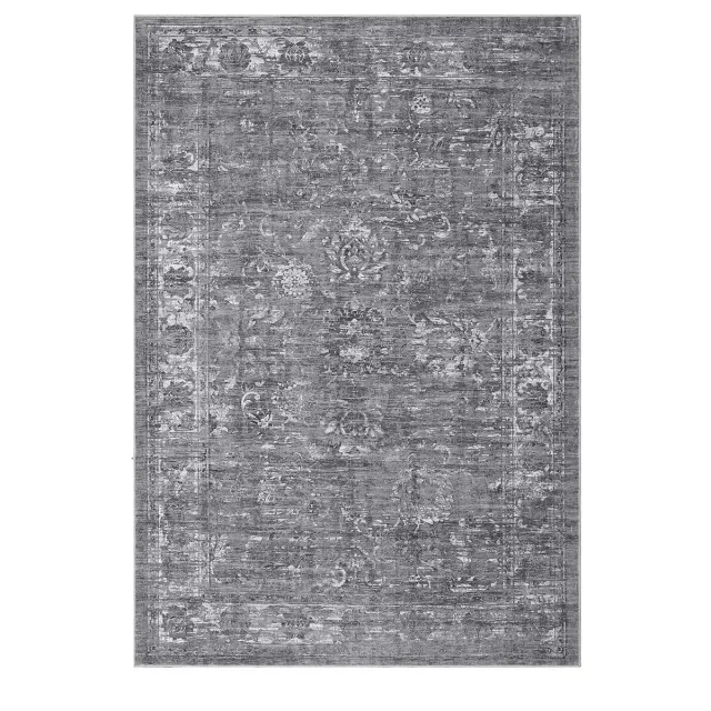 Happiq Vintage Vloerkleed 240x340 cm - Wasbaar & Vlekbestendig - Antislip Tapijt voor Woonkamer - Grijs Grey