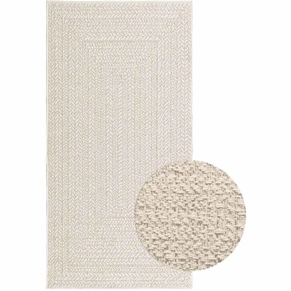 vidaXL Vloerkleed ZIZUR room binnen en buiten 80x150 cm jute look crème, foto 3