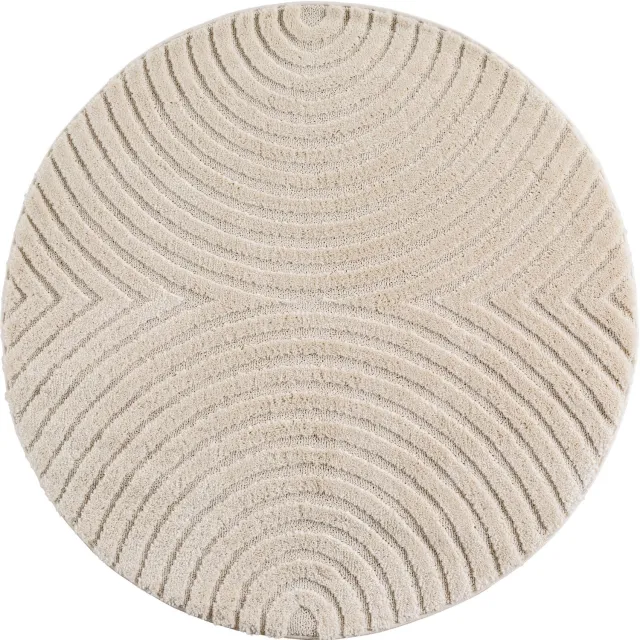 Ayyildiz Art – Laagpolig vloerkleed – Crème – Scandinavische boho – Ø 80 cm rond