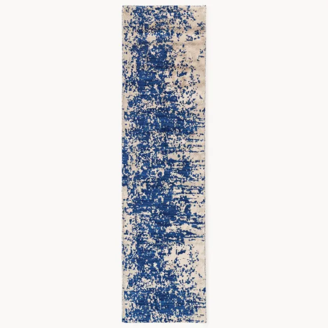 Westwing Collection Handgeweven wollen loper Cynthia met abstract patroon Blauw