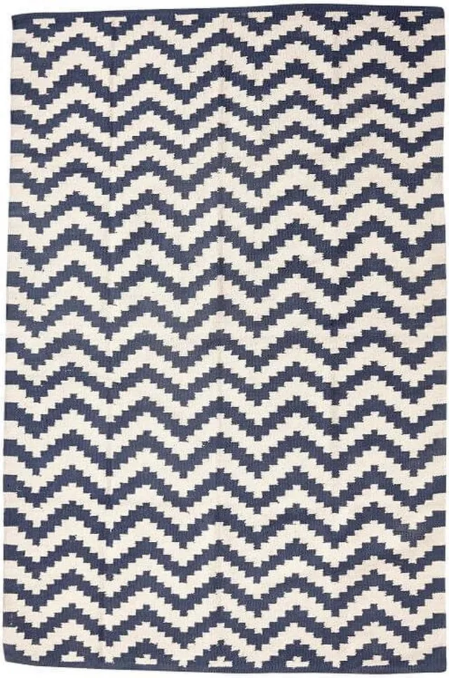 Hübsch vloerkleed visgraat patroon blauw