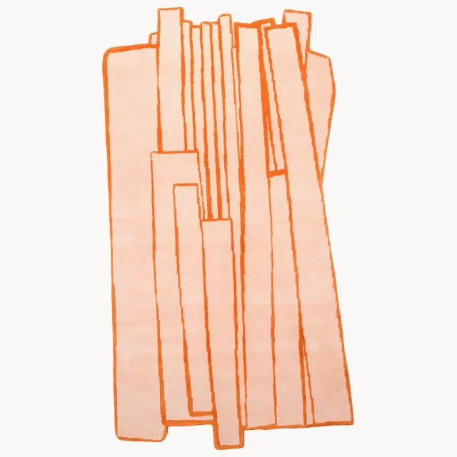 Haus Üger Handgeknoopt wollen vloerkleed Contour Oranje