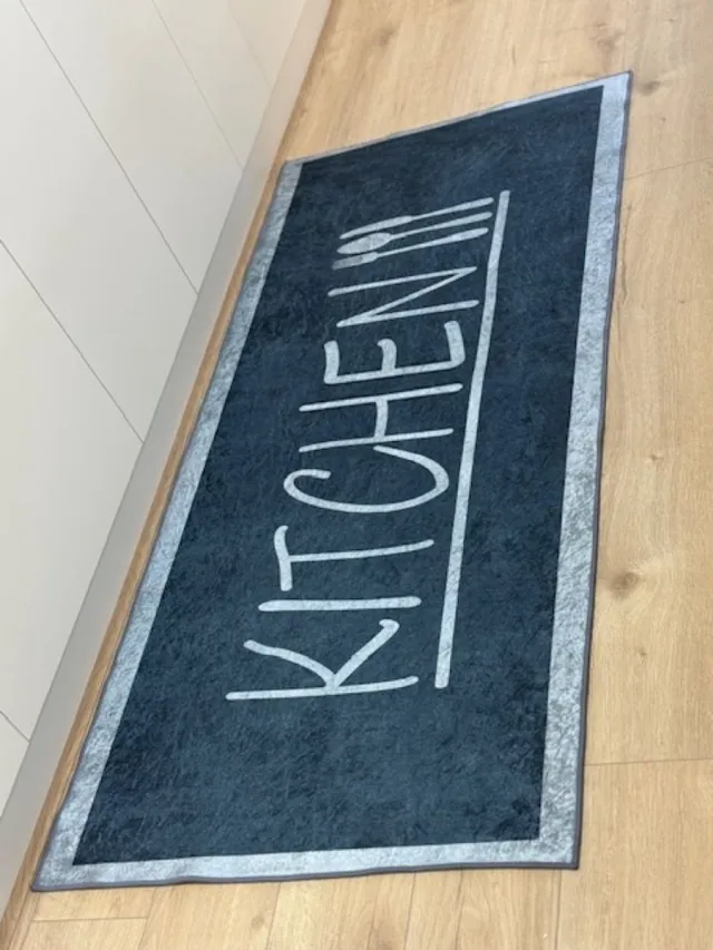 Mevaz Keukenloper Kitchen - Grijs / Zwart - 80x180 cm - Vloerkleden - Keuken Tapijt - Keukenmat - Loper Tapijt - Loper Vloerkleed