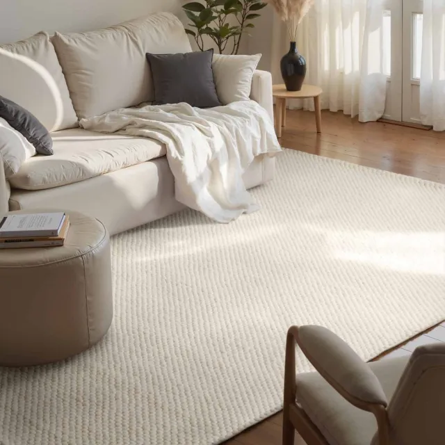 Elle Decoration Lyon wollen vloerkleed Beans Naturel/Crème - 140 x 200 cm - (M) Beige
