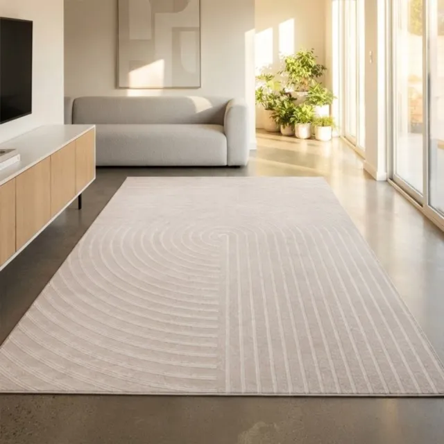 TapisTrend Designer tapijt Beige 200x290 cm Modern vloerkleed met gestructureerde geometrische vormen, minimalistisch design, antislip, woonkamer