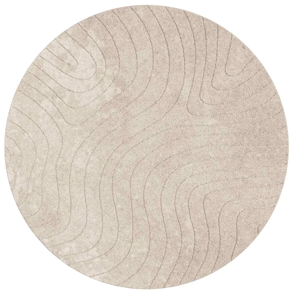 vidaXL Binnen- en buitentapijt PALMERAS Beige Ø 160 CM Polyester