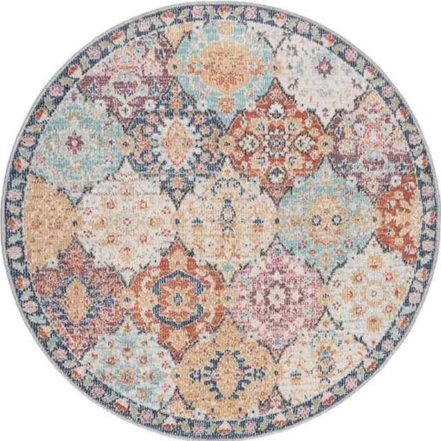 the carpet Palma – Indoor & Outdoor Vloerkleed, Weerbestendig & Onderhoudsvriendelijk – Oosters Patchwork Motief – Multicolor – Rond 120 cm patchwork met oosters motief in multicolor