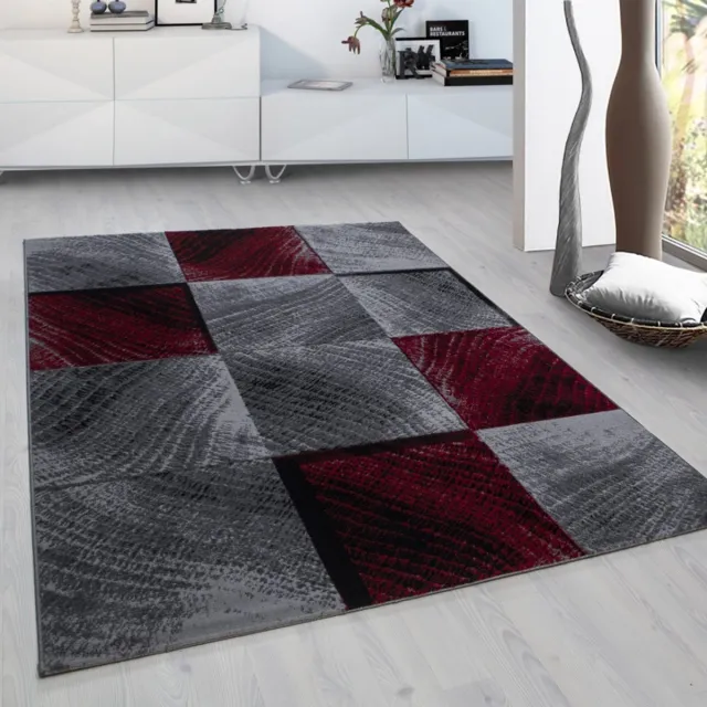 Tapijtenmagazijn Plus Vloerkleed – Rood – Patchwork Design – Laagpolig Zwart