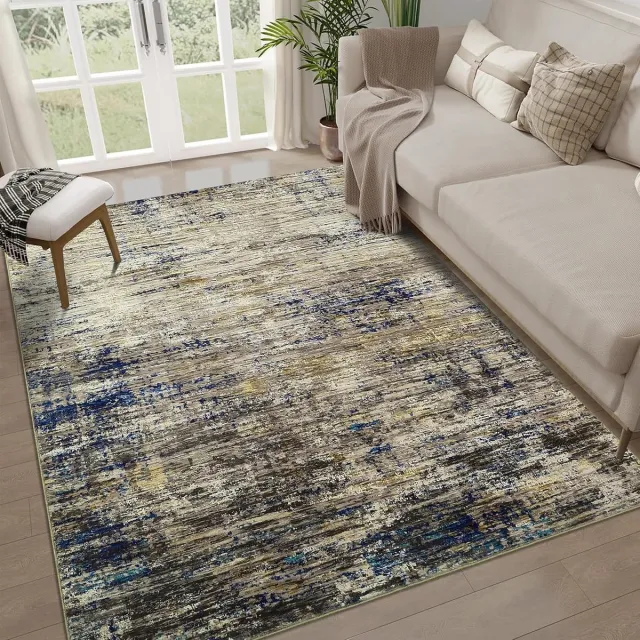 Triumpunpre Vloerkleed Abstract Camel Blauw 160x230 cm Fluweel Pearl Velvet TPR Opvouwbaar