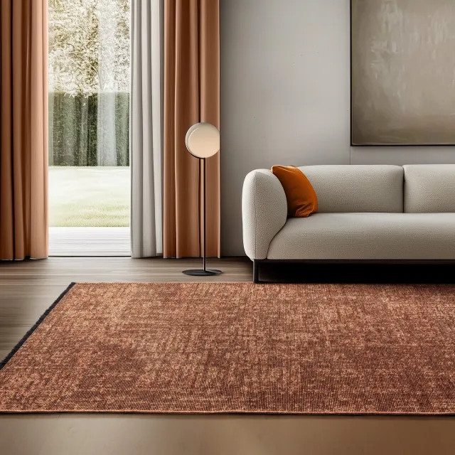 Famanu Katoenen vloerkleed in terracotta kleur, 120x170 cm, wasbaar, boho stijl, vintage kelim, laagpolig en antislip Zwart