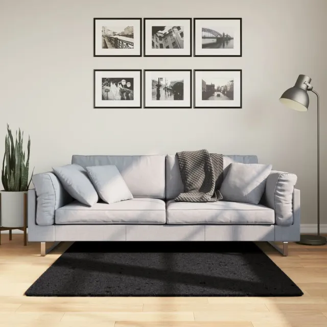 vidaXL Vloerkleed OVIEDO laagpolig 120x120 cm zwart, foto 2