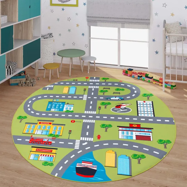 TT Home Kinderkamertapijt tapijt jongen meisje kinderkamertapijt baby antislip straat 200 x 200 cm Rechthoek 200 x 200 cm Rechthoek Groen