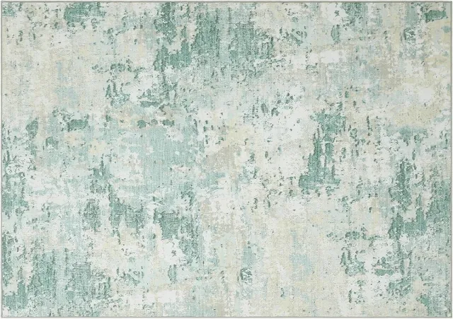 Triumpunpre Vloerkleed 160 x 230 cm, groen, abstracte print, wasbaar, antislip, zacht polyester