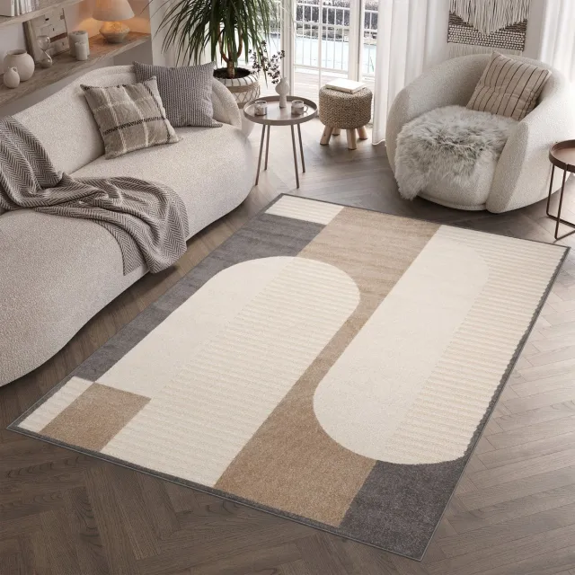 Tapiso Patio Vloerkleed Tuintapijt Outdoor Bruin Beige Buitenkleed Modern Maat- 80x150
